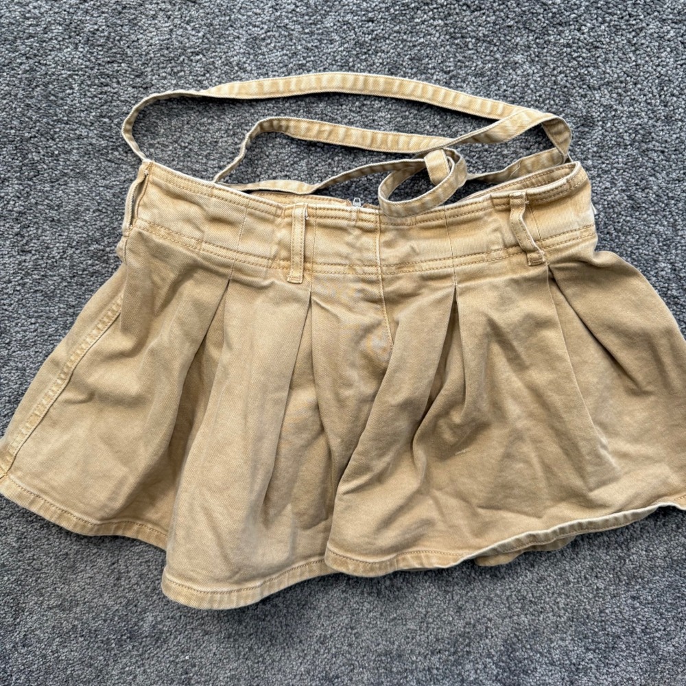 American Eagle Pleated Mini Skort Tan Khaki High Waisted Size 0